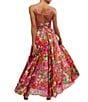 Color:Ivory Combo - Image 2 - Dream Weaver Floral Print Sweetheart Neck Sleeveless Maxi Dress