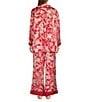 Free People Dreamy Days Allover Printed Satin Notch Collar Long Sleeve Wide Leg Oversized Pajama Set, Color:Flame Red - Image 2