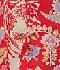 Free People Dreamy Days Allover Printed Satin Notch Collar Long Sleeve Wide Leg Oversized Pajama Set, Color:Flame Red - Image 3
