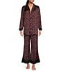 Color:Midnight Combo - Image 1 - Dreamy Days Floral Print Lightweight Satin Oversized Pajama Set