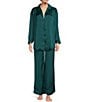 Color:Forest Pool - Image 1 - Dreamy Days Solid Lightweight Satin Oversized Pajama Set