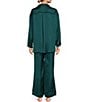 Color:Forest Pool - Image 2 - Dreamy Days Solid Lightweight Satin Oversized Pajama Set
