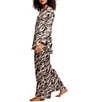 Free People Dreamy Days Zebra Print Satin Notch Collar Long Sleeve Wide Leg Oversized Pajama Set - Image 3