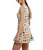 Free People Dune Dancer Printed Boat Neck Sleeveless Drop-Waist Romper - Image 3