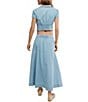 Free People Easy Does It Button Down Top and Midi Skirt Denim Set - Image 2