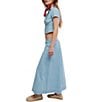 Free People Easy Does It Button Down Top and Midi Skirt Denim Set - Image 3