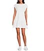 Free People Enya Crew Neck Cap Sleeve Gathered Mini Dress, Color:Bright White - Image 1
