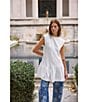 Free People Enya Crew Neck Cap Sleeve Gathered Mini Dress, Color:Bright White - Image 5