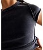 Free People Ever Had Crew Neck Short Sleeve Knit Tee, Color:Black - Image 3