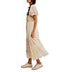 Free People Falling Sun Square Neck Short Puff Sleeve Tiered Midi Dress, Color:Tea - Image 3