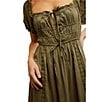 Free People Falling Sun Square Neck Short Puff Sleeve Tiered Midi Dress, Color:Crystal Kelp - Image 4