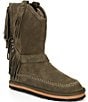 Free People Faye Suede Fringe Mid Calf Boots - Image 1