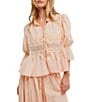 Free People Forever Young Woven 3/4 Sleeve Split Round Neck Bed Jacket - Image 1