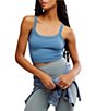 Free People FP Movement All Clear Solid Scoop Neckline Sleeveless Cami, Color:Skyline - Image 1