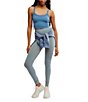 Free People FP Movement All Clear Solid Scoop Neckline Sleeveless Cami, Color:Skyline - Image 4