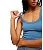 Free People FP Movement All Clear Solid Scoop Neckline Sleeveless Cami, Color:Skyline - Image 5