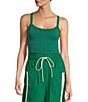 Free People FP Movement All Clear Solid Scoop Neckline Sleeveless Cami, Color:Heritage Green - Image 1