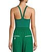 Free People FP Movement All Clear Solid Scoop Neckline Sleeveless Cami, Color:Heritage Green - Image 2