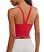 Free People FP Movement All Clear Solid Scoop Neckline Sleeveless Cami, Color:Cranberry - Image 4