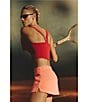 Free People FP Movement All Clear Solid Scoop Neckline Sleeveless Cami, Color:Cranberry - Image 9
