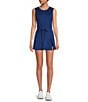 Color:Atlantic - Image 1 - FP Movement Easy Does It Crew Neck Sleeveless Side Ruched Shortsie Dress