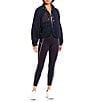 Free People FP Movement Hit the Slopes Stand Collar Long Sleeve Snap Front Jacket, Color:Black - Image 3