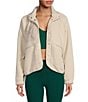 Free People FP Movement Hit the Slopes Stand Collar Long Sleeve Snap Front Jacket, Color:Muted Beige - Image 1
