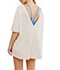 Free People FP Movement Hot Shot Crew Neck Short Sleeve Oversized Patch Pocket V Back Tee Romper