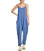 Color:Riviera Blue - Image 1 - FP Movement Sleeveless Scoop Neck Ankle Length Patch Pocket Hot Shot Onesie