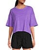 Color:Super Berry - Image 1 - FP Movement Crew Neck Short Sleeve Inspire Oversized Boxy Cropped Shirt