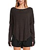 Color:Black - Image 1 - FP Movement Wide Boat Neck Simply Layer Long Dropped Shoulder Sleeve Shirt