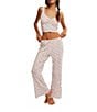 Free People Fresh In Love Ditsy Floral Pointelle Knit Lounge Set, Color:Bluebird Combo - Image 1
