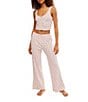 Free People Fresh In Love Ditsy Floral Pointelle Knit Lounge Set, Color:Snow Combo - Image 1