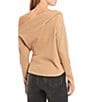 Color:Pale Camel - Image 2 - Fuji Thermal Knit Slouchy Asymmetric One Shoulder Long Sleeve Top