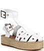 Color:White - Image 1 - Gable Glad Leather Espadrille Gladiator Platform Sandals