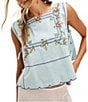 Free People Garden Wall Embroidered Square Neck Sleeveless Top - Image 1