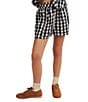 Free People Get Free Seersucker Gingham Coordinating Pull-On Shorts, Color:Black Combo - Image 1