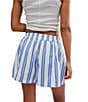 Color:Ivory Combo - Image 2 - Get Free Striped Side Pocket High Rise Coordinating Pull-On Shorts