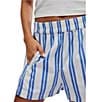 Color:Ivory Combo - Image 5 - Get Free Striped Side Pocket High Rise Coordinating Pull-On Shorts