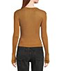 Color:Tiger Eye - Image 2 - H20 Crew Neck Sheer Long Sleeve Pullover Cropped Top