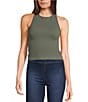 Color:Army - Image 1 - Hayley Crew Neck Racerback Knit Sleeveless Tank