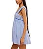 Color:Blue Heron Combo - Image 3 - Heartland Lace Contrast Trim Square Neck Tie Back Sleeveless A-Line Mini Dress