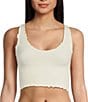 Color:Ivory - Image 1 - Here For You Seamless Lettuce Trimmed Cropped Cami