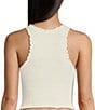 Color:Ivory - Image 2 - Here For You Seamless Lettuce Trimmed Cropped Cami