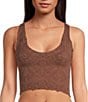 Color:Hickory - Image 1 - Here For You Seamless Lettuce Trimmed Cropped Cami