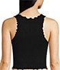 Color:Black - Image 2 - Here For You Seamless Lettuce Trimmed Cropped Cami