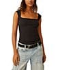Free People Hummingbird Square Neck Sleeveless Tank Top, Color:Black - Image 1