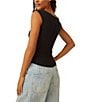 Free People Hummingbird Square Neck Sleeveless Tank Top, Color:Black - Image 2