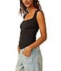 Free People Hummingbird Square Neck Sleeveless Tank Top, Color:Black - Image 3
