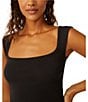 Free People Hummingbird Square Neck Sleeveless Tank Top, Color:Black - Image 5